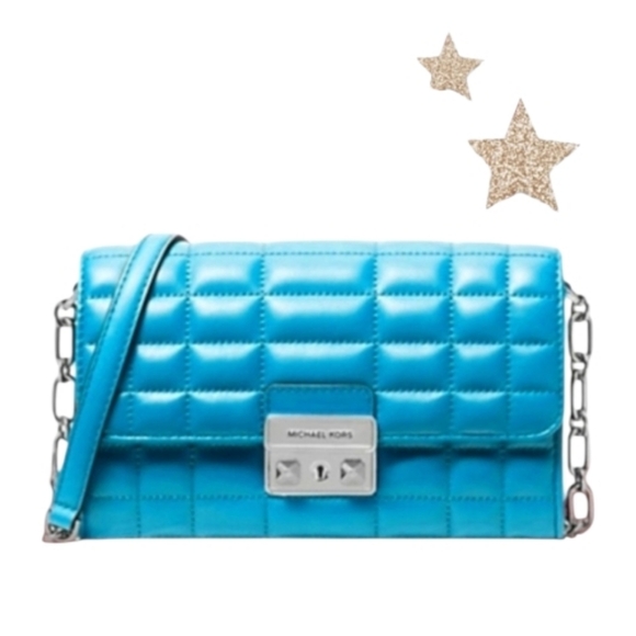 Michael Kors Tribeca Blue Qulited Leather CorssBody BagNWT